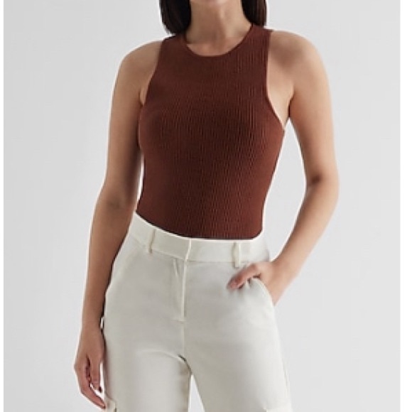 Express Tops - Ribbed High Neck Sweater Tank